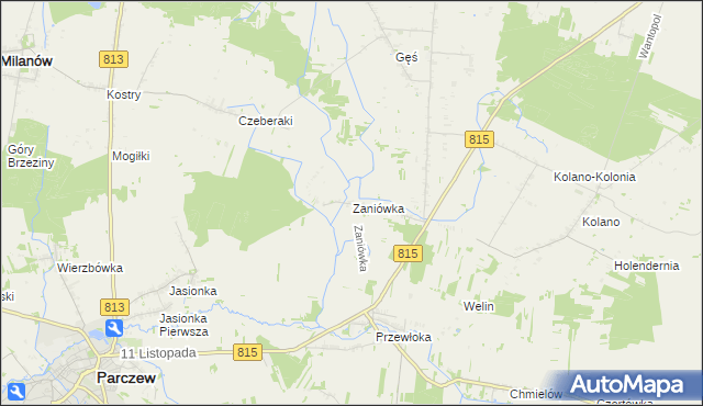 mapa Zaniówka, Zaniówka na mapie Targeo