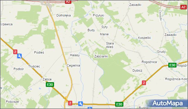 mapa Zaścianki gmina Międzyrzec Podlaski, Zaścianki gmina Międzyrzec Podlaski na mapie Targeo