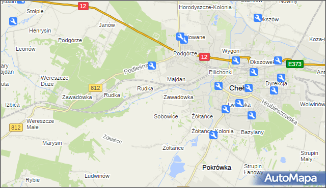 mapa Zawadówka gmina Chełm, Zawadówka gmina Chełm na mapie Targeo