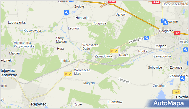 mapa Zawadówka gmina Rejowiec, Zawadówka gmina Rejowiec na mapie Targeo
