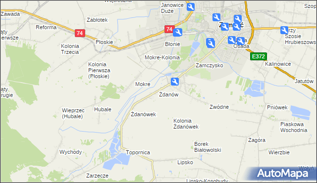 mapa Żdanów gmina Zamość, Żdanów gmina Zamość na mapie Targeo