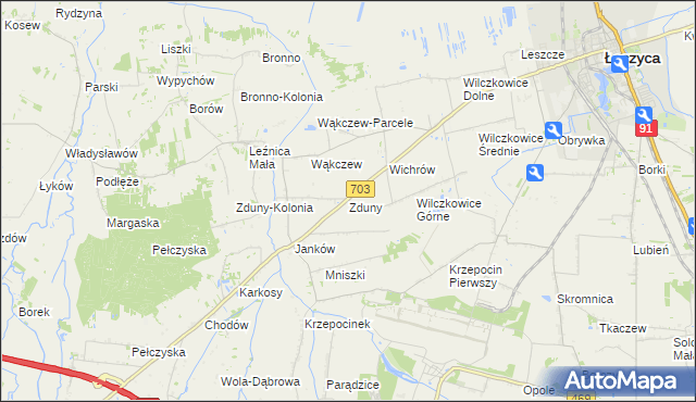 mapa Zduny gmina Łęczyca, Zduny gmina Łęczyca na mapie Targeo