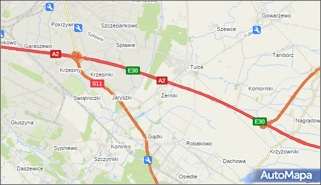 mapa Żerniki gmina Kórnik, Żerniki gmina Kórnik na mapie Targeo