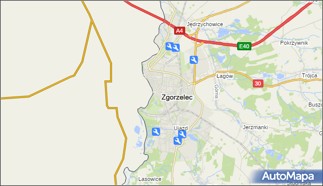 mapa Zgorzelec, Zgorzelec na mapie Targeo