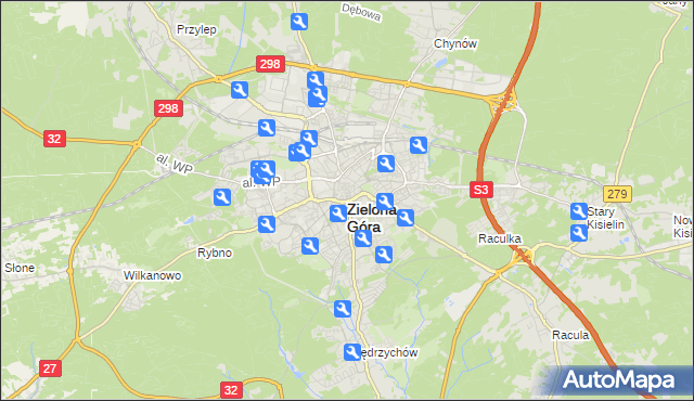 mapa Zielona Góra, Zielona Góra na mapie Targeo