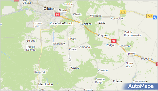 mapa Zimnodół, Zimnodół na mapie Targeo