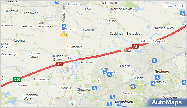 mapa Żuków gmina Grodzisk Mazowiecki, Żuków gmina Grodzisk Mazowiecki na mapie Targeo