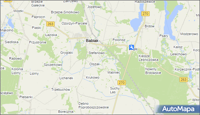 mapa Żurawieniec gmina Babiak, Żurawieniec gmina Babiak na mapie Targeo