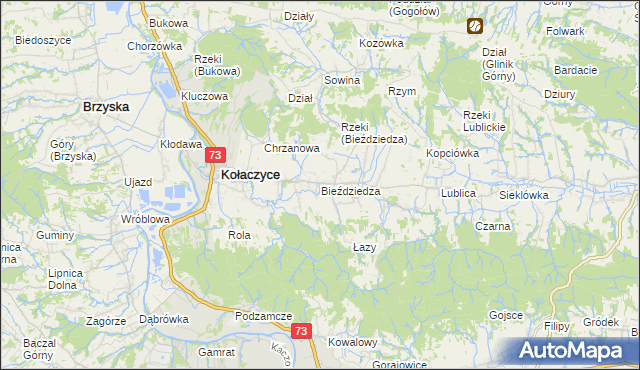 mapa Bieździedza, Bieździedza na mapie Targeo