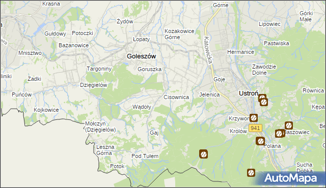 mapa Cisownica, Cisownica na mapie Targeo