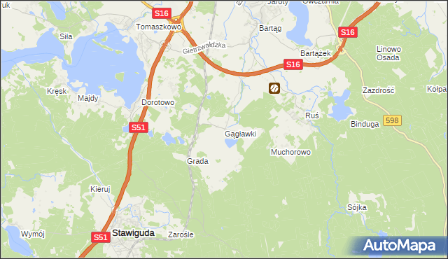 mapa Gągławki, Gągławki na mapie Targeo