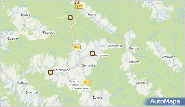 mapa Gładyszów, Gładyszów na mapie Targeo