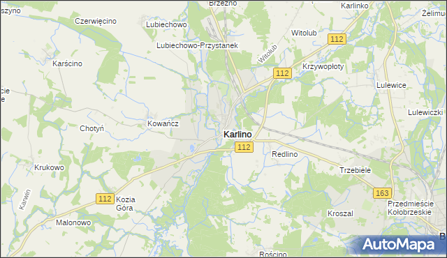 mapa Karlino, Karlino na mapie Targeo