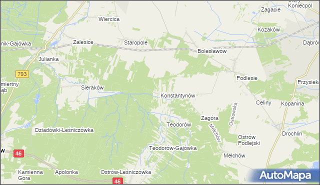 mapa Konstantynów gmina Lelów, Konstantynów gmina Lelów na mapie Targeo