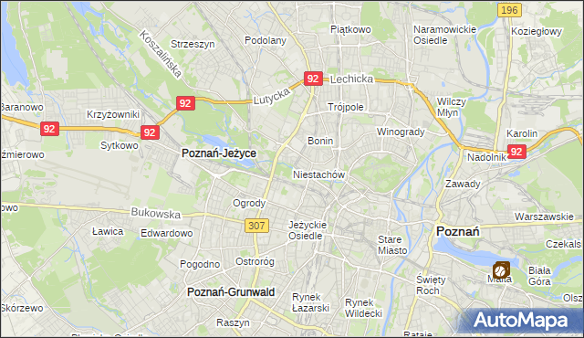 mapa Niestachów gmina Poznań, Niestachów gmina Poznań na mapie Targeo