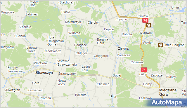 mapa Oblęgorek, Oblęgorek na mapie Targeo