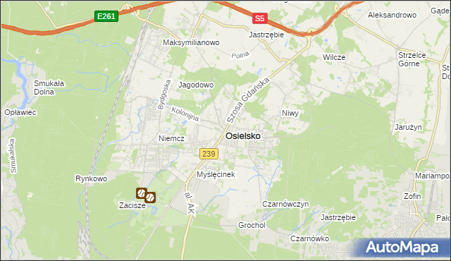 mapa Osielsko, Osielsko na mapie Targeo