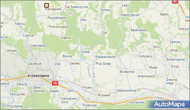 mapa Radwanowice, Radwanowice na mapie Targeo