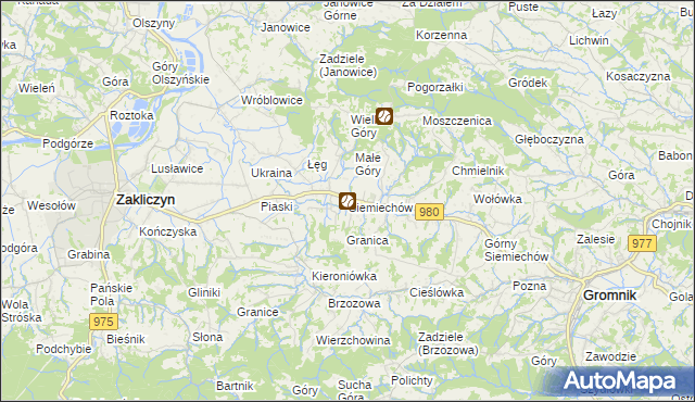 mapa Siemiechów gmina Gromnik, Siemiechów gmina Gromnik na mapie Targeo