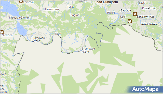 mapa Sromowce Niżne, Sromowce Niżne na mapie Targeo