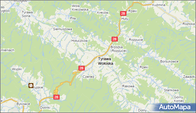 mapa Tyrawa Wołoska, Tyrawa Wołoska na mapie Targeo