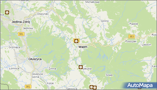 mapa Walim powiat wałbrzyski, Walim powiat wałbrzyski na mapie Targeo