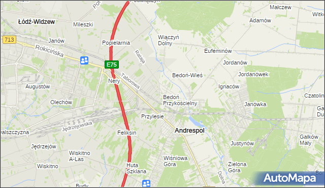 mapa Bedoń Przykościelny, Bedoń Przykościelny na mapie Targeo