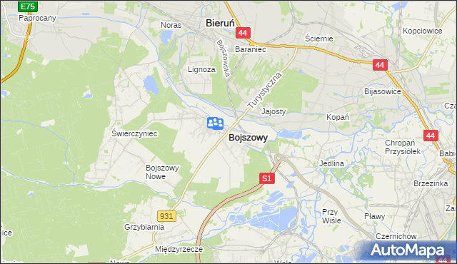 mapa Bojszowy, Bojszowy na mapie Targeo