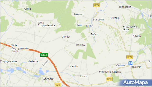 mapa Borków gmina Garbów, Borków gmina Garbów na mapie Targeo