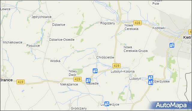 mapa Chróścielów, Chróścielów na mapie Targeo