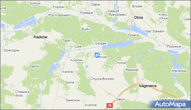 mapa Chycza, Chycza na mapie Targeo