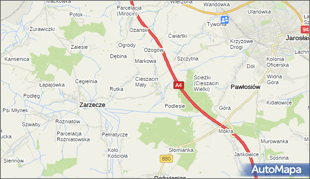 mapa Cieszacin Wielki, Cieszacin Wielki na mapie Targeo