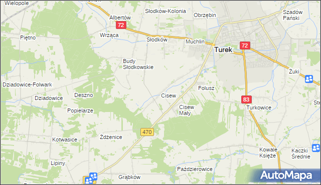 mapa Cisew, Cisew na mapie Targeo