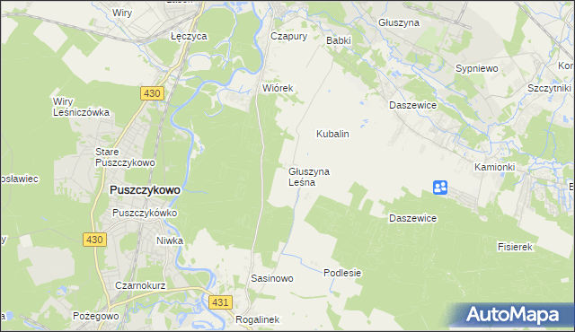 mapa Głuszyna Leśna, Głuszyna Leśna na mapie Targeo