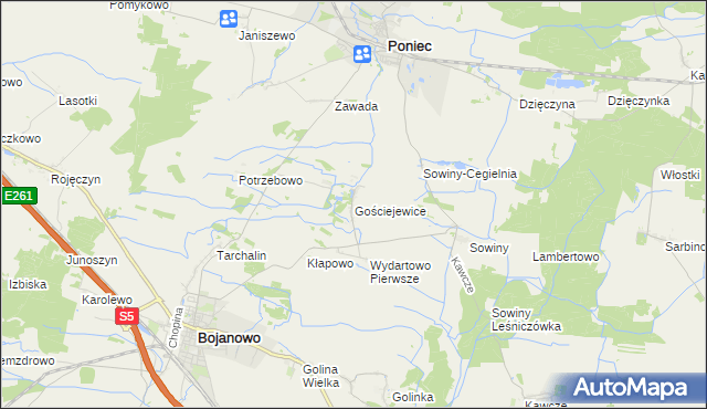 mapa Gościejewice, Gościejewice na mapie Targeo