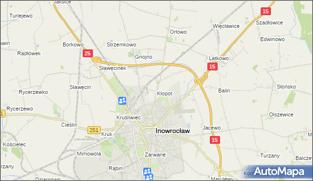mapa Kłopot gmina Inowrocław, Kłopot gmina Inowrocław na mapie Targeo