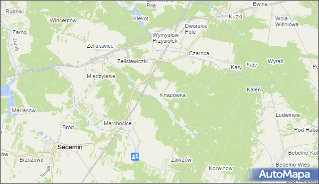 mapa Knapówka gmina Włoszczowa, Knapówka gmina Włoszczowa na mapie Targeo