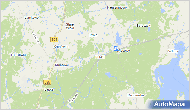 mapa Kołaki gmina Barczewo, Kołaki gmina Barczewo na mapie Targeo