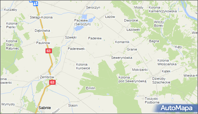 mapa Kolonia Paderewek, Kolonia Paderewek na mapie Targeo