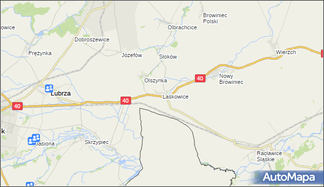 mapa Laskowice gmina Lubrza, Laskowice gmina Lubrza na mapie Targeo