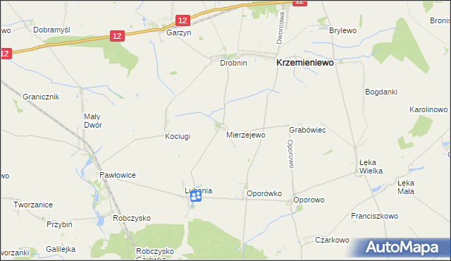 mapa Mierzejewo gmina Krzemieniewo, Mierzejewo gmina Krzemieniewo na mapie Targeo