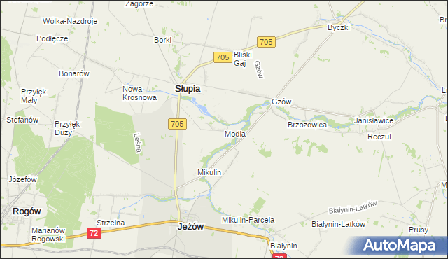 mapa Modła gmina Słupia, Modła gmina Słupia na mapie Targeo