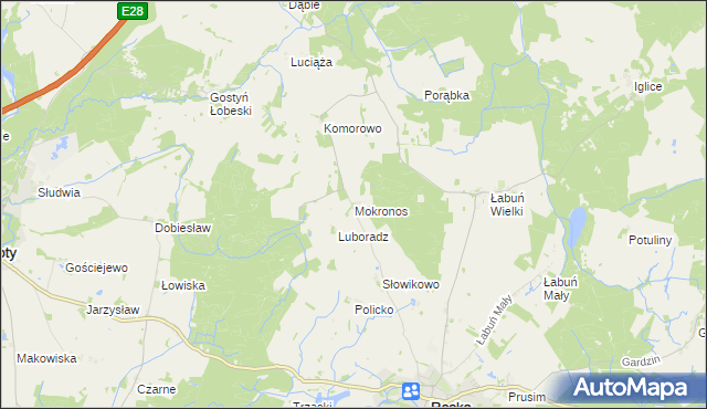 mapa Mokronos gmina Resko, Mokronos gmina Resko na mapie Targeo