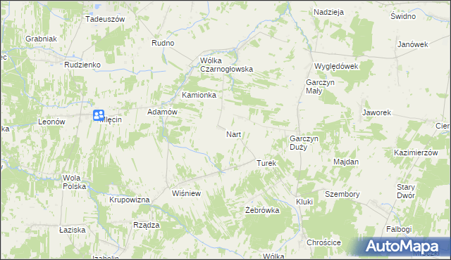 mapa Nart gmina Jakubów, Nart gmina Jakubów na mapie Targeo