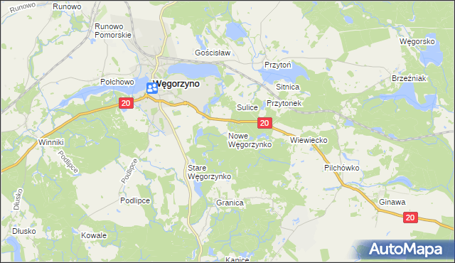 mapa Nowe Węgorzynko, Nowe Węgorzynko na mapie Targeo