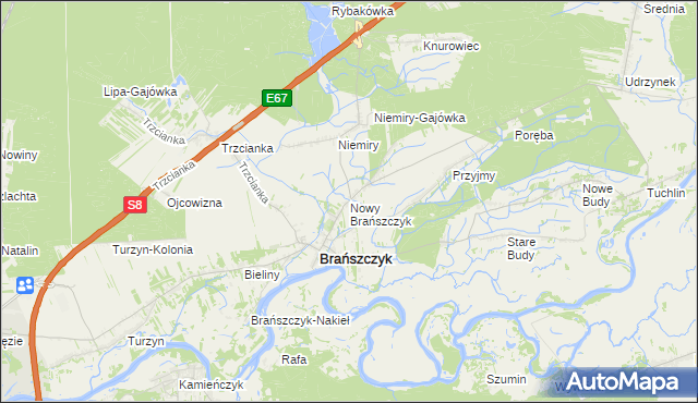 mapa Nowy Brańszczyk, Nowy Brańszczyk na mapie Targeo