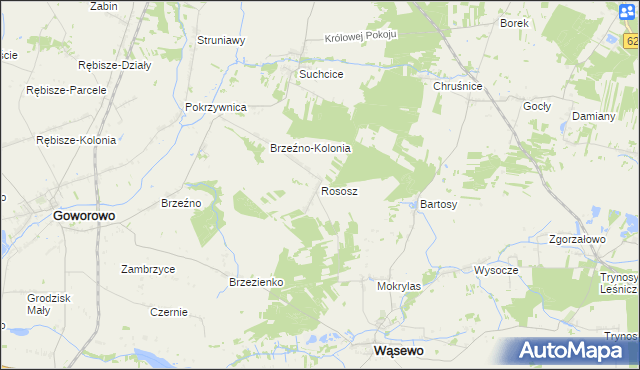 mapa Rososz gmina Wąsewo, Rososz gmina Wąsewo na mapie Targeo