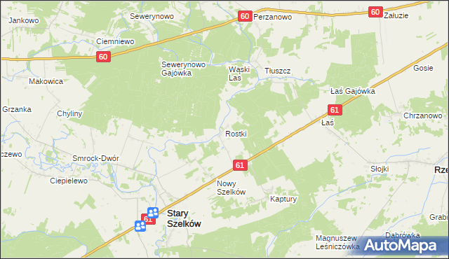 mapa Rostki gmina Szelków, Rostki gmina Szelków na mapie Targeo