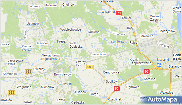 mapa Sierzchów gmina Góra Kalwaria, Sierzchów gmina Góra Kalwaria na mapie Targeo