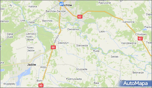 mapa Starowola gmina Jadów, Starowola gmina Jadów na mapie Targeo